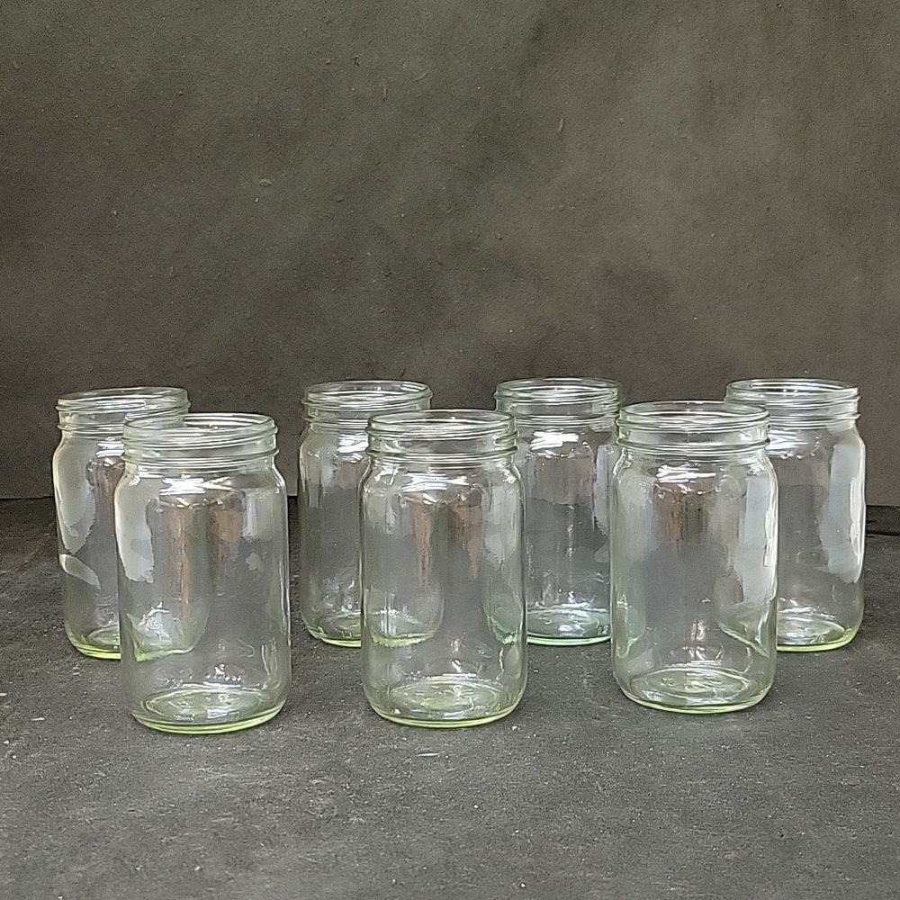 Laboratory Clear Glass  Wide Mouth Storage Jar 4 1/4" H x 2" W Set Of 7